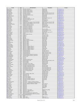 NAME EXT DEPARTMENT BUILDING E-MAIL Driscoll,Erin 68137
