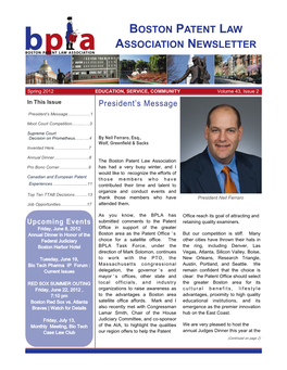 Boston Patent Law Association Newsletter