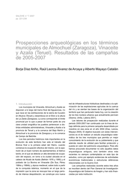 Vinaceite Y Azaila (Teruel). Resultados De Las Campañas De 2005-2007