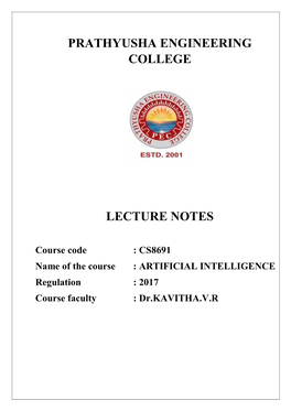 Prathyusha Engineering College Lecture Notes