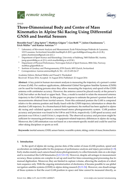 Three-Dimensional Body and Centre of Mass Kinematics in Alpine Ski Racing Using Differential GNSS and Inertial Sensors