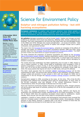 Sulphur and Nitrogen Pollution Falling - but Still Harming Ecosystems