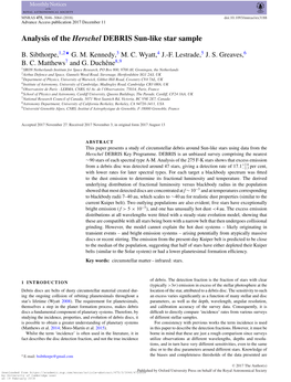 Analysis of the Herschel DEBRIS Sun-Like Star Sample