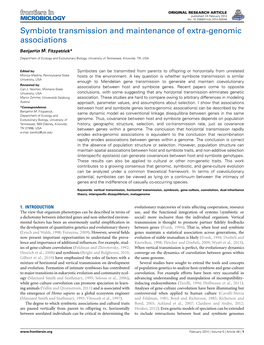 Symbiote Transmission and Maintenance of Extra-Genomic Associations