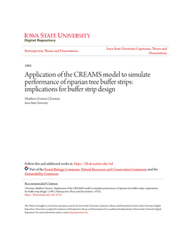 Application of the CREAMS Model to Simulate Performance Of