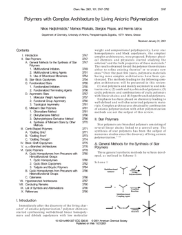 Polymers with Complex Architecture by Living Anionic Polymerization