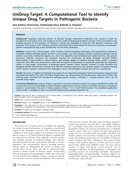 A Computational Tool to Identify Unique Drug Targets in Pathogenic Bacteria