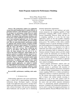 Static Program Analysis for Performance Modeling