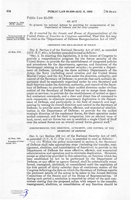 Defense Reorganization Act of 1958"