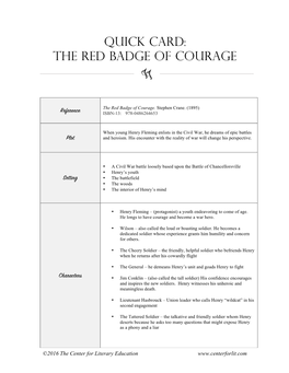 Quick Card: the Red Badge of Courage