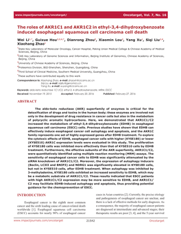 The Roles of AKR1C1 and AKR1C2 in Ethyl-3,4-Dihydroxybenzoate Induced Esophageal Squamous Cell Carcinoma Cell Death