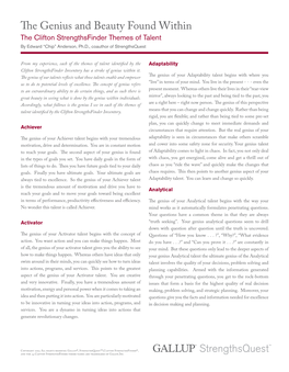 The Genius and Beauty Found Within the Clifton Strengthsfinder Themes of Talent by Edward “Chip” Anderson, Ph.D., Coauthor of Strengthsquest