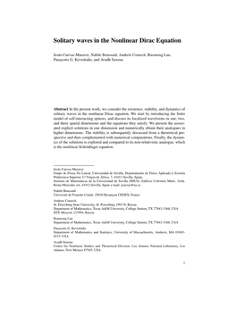 Solitary Waves in the Nonlinear Dirac Equation