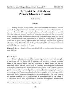 A District Level Study on Primary Education in Assam Poli Konwar