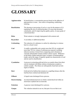 ITP Mining: Energy and Environmental Profile of the U.S. Mining Industry: Glossary