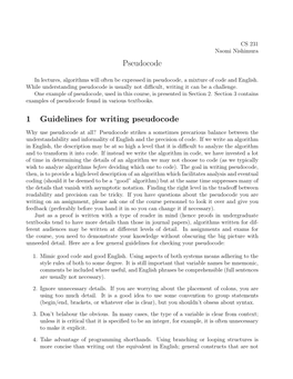 Pseudocode 1 Guidelines for Writing Pseudocode