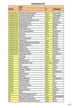 Betriebspraktika Der BGS Betrieb Berufsfeld Name Ort Ausbildungsberuf
