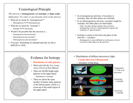 Cosmological Principle Evidence for Isotropy