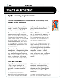 What's Your Theory.Tips for Conducting Program Evaluation