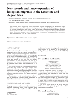 New Records and Range Expansion of Lessepsian Migrants in The