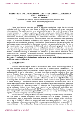 Biosynthesis and Antibacterial Activity