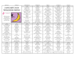 January 2020 Wellness Menu