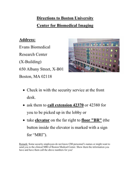 Directions to Boston University Center for Biomedical Imaging Address