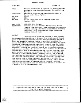 DOCUMENT RESUME ED 384 824 CE 069 572 TITLE Families And