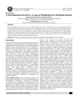 5-Nitroimidazole Derivatives: a Scope of Modification for Medicinal Chemists