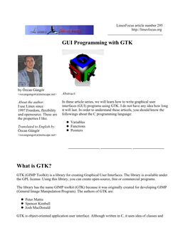 GUI Programming with GTK What Is GTK?