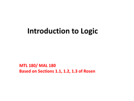 Introduction to Logic