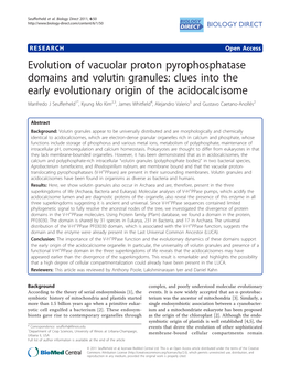 Clues Into the Early Evolutionary Origin of the Acidocalcisome