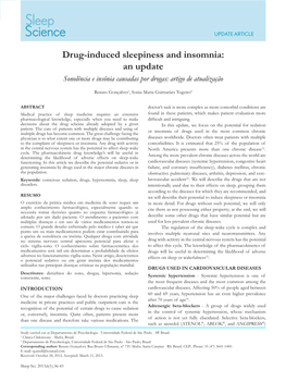 Drug-Induced Sleepiness and Insomnia: an Update Sonolência E Insônia Causadas Por Drogas: Artigo De Atualização