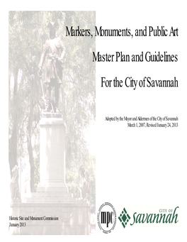 Markers, Monuments, and Public Art Master Plan and Guidelines for The