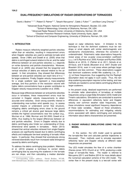 15A.2 1 Dual-Frequency Simulations of Radar Observations of Tornadoes