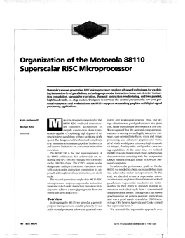 Organization of the Motorola 88110 Superscalar RISC Microprocessor