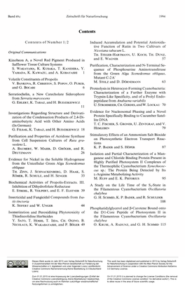 Zeitschrift Für Naturforschung / C / 49 (1994)