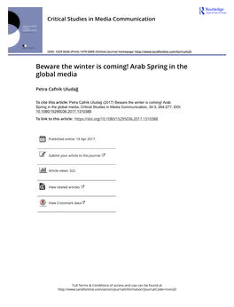 Beware the Winter Is Coming! Arab Spring in the Global Media