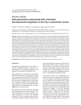 Review Article Gait Parameters Associated with Untreated Developmental Dysplasia of the Hip: a Systematic Review