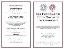 Pope Francis and the United Nations on the Environment