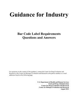 Guidance for Industry: Bar Code Label Requirements Questions