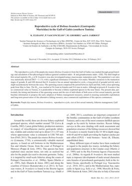 Reproductive Cycle of Bolinus Brandaris (Gastropoda: Muricidae) in the Gulf of Gabès (Southern Tunisia)