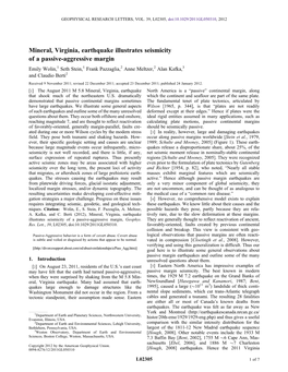 Mineral, Virginia, Earthquake Illustrates Seismicity of a Passive