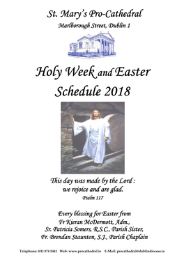 Holy Week and Easter Schedule 2018