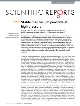 Stable Magnesium Peroxide at High Pressure