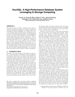 Yoursql: a High-Performance Database System Leveraging In-Storage Computing