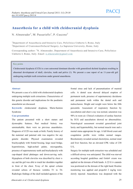 Anaesthesia for a Child with Cleidocranial Dysplasia