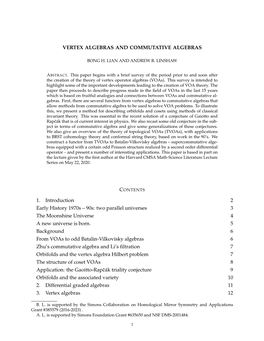 Vertex Algebras and Commutative Algebras 1