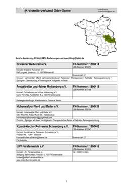 Briesener Reitverein Ev FN-Nummer: 1800414 Freizeitreiter