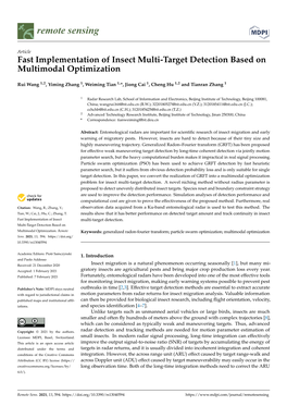 Fast Implementation of Insect Multi-Target Detection Based on Multimodal Optimization